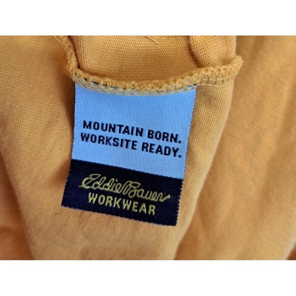 Eddie Bauer Men's XXL Workwear Yellow Long Sleeve Pocket T-Shirt Large Logo - Picture 6 of 7